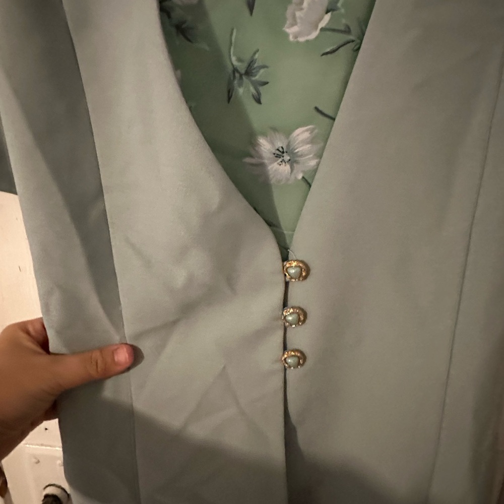 31 - Green Floral Dress Vintage - Picture 12 of 12